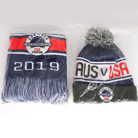 Conjunto de Gorro y Bufanda Tejidos para Eventos Deportivos Internacionales, con Texto y Emblema Jacquard Personalizados, Accesorio de Invierno para Eventos y Regalos