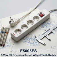 Enchufe de Extensión de 3 Vías Estándar Europeo, 2 Pines con Conexión a Tierra, Interruptor de Luz, Regleta de Enchufes con Interruptor