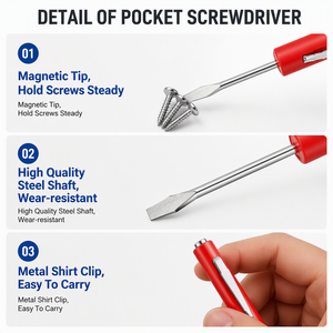 Cacciavite Tascabile Professionale Promozionale in Plastica con Magnete e Clip per Penna, Mini Cacciavite Multicolore per Lavori di Riparazione Quotidiani - Product Image 2