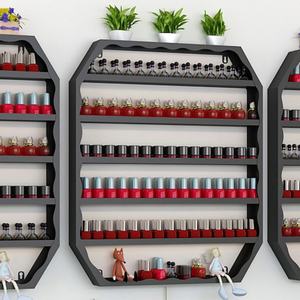 Meubles de salon de manucure, étagère murale moderne en fer suspendu, étagère dorée, présentoir à ongles - Product Image 3