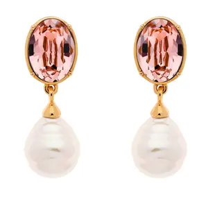 Milskye 2024 minimalistischer Schmuck Damen 18k gold plattiert 925 silber rosa Kristall und barock Perle Clip-Ohrringe