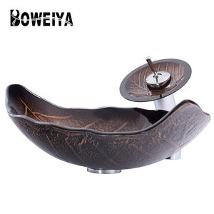 Lavabo de salle de bain personnalisé, sans trou, Style Unique, facile à utiliser, plusieurs couleurs, en forme de feuille brune, accessoires de salle d'eau, nouveau Design d'hôtel - Product Image 3