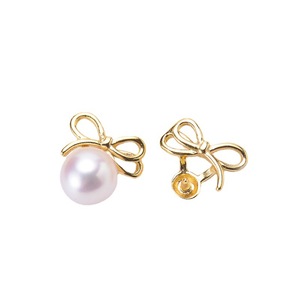 ต่างหูเงินแท้ S925 แบบติดหู ประดับมุก DIY พร้อมลูกปัดกลมขนาด 5-7 มม. ฐานเปล่าและโบว์ 20732 - Product Image 2