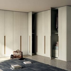 Armario de Esquina Moderno en Forma de L Personalizado con Puertas de Vidrio y Madera, Instalación en el Suelo, Mueble de Almacenamiento para Dormitorio - Product Image 1