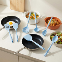 Set Peralatan Dapur Silikon Baru Anti Gores, Spatula, Sendok, dan Sendok Sayur untuk Peralatan Masak Anti Lengket, Memasak di Rumah