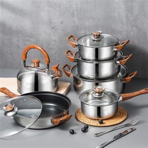 LOVFE Batterie de Cuisine 12 Pièces, Ensemble de Casseroles et Poêles Antiadhésives, Faitout, Casserole, Bouilloire en Acier Inoxydable - Product Image 4