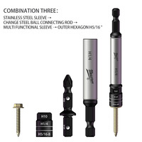 Set Alat Soket Baja Tahan Karat Multi-Fungsi 4-IN-1 yang Dapat Dibalik H8/H10/PH2/1/4" Bit Hex Universal Metrik/Imperial DIY OEM