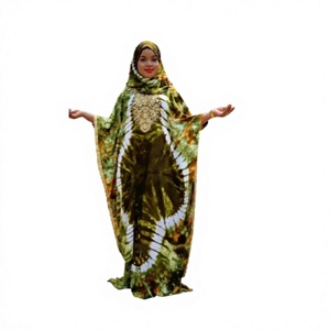 Elegant Custom <b>Summer</b> Muslim Outfits Ladies Eco-Friendly Rayon <b>Kaftan</b> Dress Floor-Length Chiffon Lace Back Washable Geometric - Product Image 1