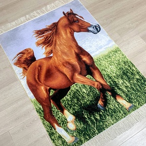 Alfombra de Seda Hecha a Mano de 91x123cm, Tapiz de <span class=keywords><strong>Caballo</strong></span> 100% Seda, Alfombra <span class=keywords><strong>Persa</strong></span> de Seda de la India - Product Image 4