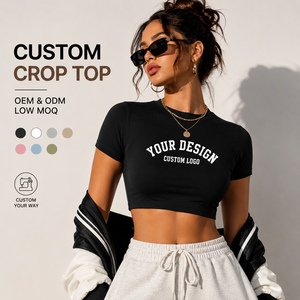 Fournisseur de t-shirts courts pour femmes en gros avec logo personnalisé, manches courtes, tendance - Product Image 1