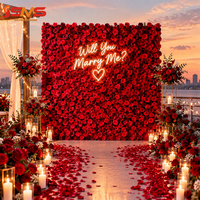 Mur de fleurs artificielles en soie 3D personnalisé SMS, rose rouge, pour mariage, fête, demande en mariage, décoration, panneau de fond