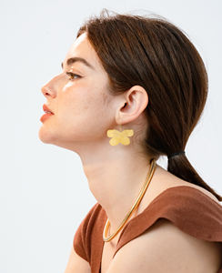 Pendientes de Acero Inoxidable Dorado Cepillado YXQ E395, Pendientes de Mariposa Modernos - Product Image 3