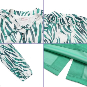 J0756 Robes Africaines Tendance pour Femmes – Ensemble Décontracté et Élégant 2 Pièces avec Manches Longues Illusion et Col en V, Imprimé Africain – Robe de Bureau pour Dames - Product Image 4
