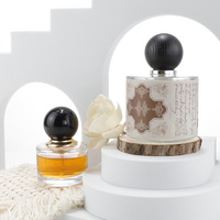 Flacon de parfum vide en verre de forme cylindrique de 30 ml et 50 ml avec couvercle globe doré