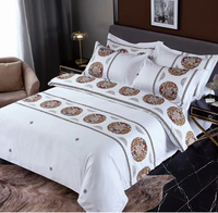 Ensembles de literie d'hôtel de haute qualité Housse de couette en coton doux Drap de lit avec oreiller Motif imprimé à long terme pour une utilisation économique