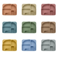 Vaisselle en silicone écologique Assiette divisée pour l'alimentation de bébé Sans BPA Éléphant de dessin animé Assiette à ventouse en silicone pour bébé