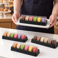 Boîte d'emballage en plastique transparente pour macarons, avec insert en blister PET à 6 trous, pour la présentation de biscuits et de desserts