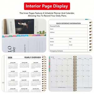 Agenda Personalizable con Logotipo, Tapa Dura A5, Encuadernación en Espiral de PVC, Cosido con Hilo, Hojas Sueltas, para Regalo Escolar - Product Image 4