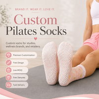 Chaussettes de yoga personnalisées avec logo jacquard, chaussettes de pilates antidérapantes en coton premium, respirantes, chaussettes de yoga antidérapantes pour femmes