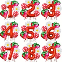 Ensemble de ballons en aluminium à thème Minnie Mouse avec chiffres rouges, marguerites fraises et pois rouges, décoratifs pour fêtes multi-occasions