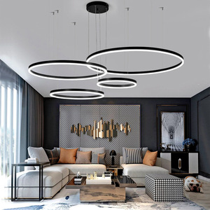 Современный круглый подвесной светильник черный корпус подвесной светильник потолочный светильник светодиодный круглый люстра кольцо подвесные светильники - Product Image 2