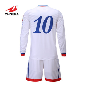 Zhouka Thai quality custom sublimation soccer jersey new model 100% polyester white long sleeve soccer jersey - Product Image 2