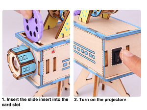 डिय असेंबली लकड़ी 3 डी पहेली बच्चों प्रोजेक्टर बायोस्कोप स्टेम खिलौने हस्तनिर्मित प्रोजेक्टर जिग्सॉ खिलौना स्लाइड प्रोजेक्टर - Product Image 3
