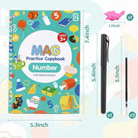 Cahier de Pratique de l'Écriture Magique Réutilisable Cahier de Traçage à Rainures Écriture de Lettres Dessin pour les Enfants d'âge Préscolaire