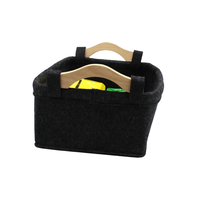 Panier de rangement pliable en feutre écologique avec poignée en bois, design carré multifonctionnel pour le rangement de jouets et de vêtements à la maison - LINFEI FELT