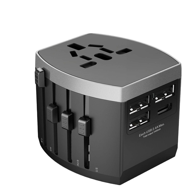 Dongyi Worldplug 15W 5V2A Compact Multi-Plug Travel Adapter International Universal USB Charger DC Plug Plug Multi-Way Socket