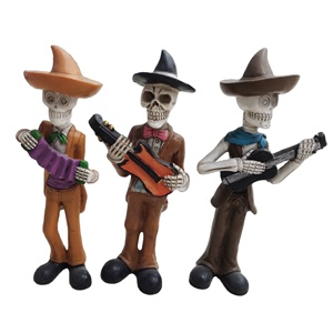 Artesanía de resina 3D pintada a mano, decoraciones de escritorio de Halloween mexicanas personalizadas, figuras de calavera de azúcar del Día de los muertos para decoraciones de días muertos - Product Image 1