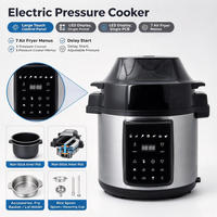 Cuisinière multifonction 2-en-1 6L avec couvercle friteuse à air, puissance double 1500W/1000W