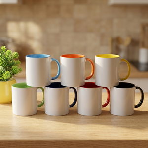 Juego de Tazas de Cerámica de 11 oz, Diseño Minimalista de Doble Color Interior y Exterior, Apto para Lavavajillas y Microondas, Reutilizable, para Uso Doméstico - Product Image 1