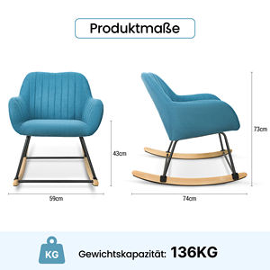 Modern Soft Fabric Rocking <b>Chair</b> Striped Design Cabriole Legs High Weight Capacity Living Room Bedroom Hotel Accent <b>Chair</b> - Product Image 6