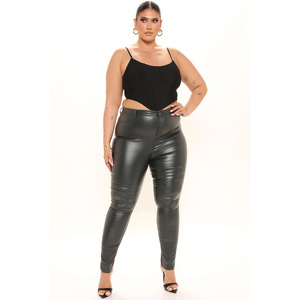 Taglie forti <span class=keywords><strong>pantaloni</strong></span> <span class=keywords><strong>di</strong></span> pelle Skinny Sexy da <span class=keywords><strong>donna</strong></span> Slim Fit a vita alta <span class=keywords><strong>pantaloni</strong></span> <span class=keywords><strong>di</strong></span> finta pelle <span class=keywords><strong>donna</strong></span> nera e marrone in pelle sintetica - Product Image 3