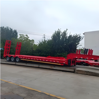 Semi-trailer Low-bed 7-axis 80-ton yang Dapat Diperpanjang, Konstruksi Baja, Heavy Duty, Landing Gear, Suspensi Udara, Panjang 17m, Laris Terjual