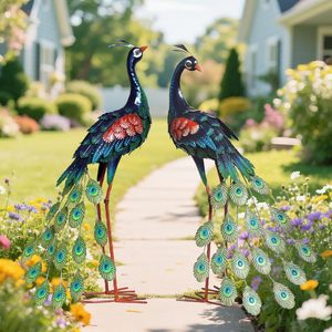 Outdoor Metal <strong>Peacock</strong> Ornament Brown Powder Coated Handmade Garden Decor For Home Patio Yard - Product Image 1