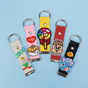 パーソナライズされたキャンバスキーチェーンバッグタグ子供の名前パッチバックパック用DIYタグストラップ - Product Image 4