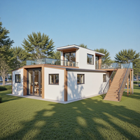 Maison conteneur extensible de luxe sur mesure OEM, 3 chambres, préfabriquée, modulaire, ignifuge et étanche pour usage résidentiel en villa