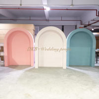DKB décorations de scène de mariage personnalisées couches arc blanc PVC toile de fond de mariage porte toile de fond support