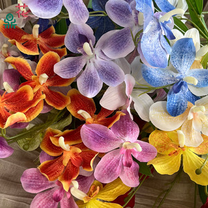 Arrangement de fleurs artificielles en soie Vanda Orchids, décoration florale pour mariage, style tropical, accessoires de studio - Product Image 3