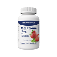 Gummies à la mélatonine LIFEWORTH saveur fraise pour adultes, 10 mg, 140 unités, pour favoriser le sommeil