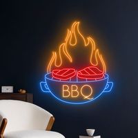 Enseigne au néon LED personnalisée pour magasin de grillades de viande, logo d'entreprise personnalisé, design de logo de restaurant, décoration de restaurant, lumières au néon LED
