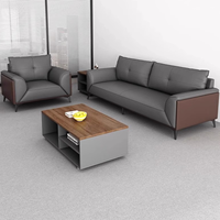 Conjunto de Sofá de Oficina y Mesa de Centro de Cuero, Relleno de Esponja, Estilo Moderno, para Apartamentos y Hoteles, Área de Recepción y Reuniones Empresariales
