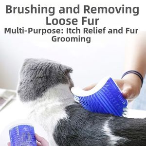 Grattoir mural pour chat et chien avec herbe à chat, peigne en PP, design simple, brosse pratique - Product Image 3