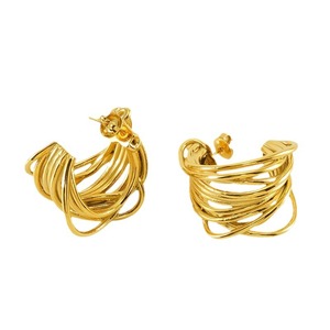 Zogxin Gold Hoop Earrings 18K Geometric Irregular Design For Women Party Jewelry - Product Image 5