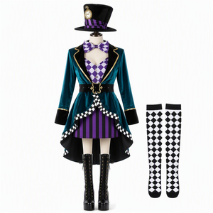 Ensemble de costumes d'Halloween pour femmes, 4 styles, robe de fête fantaisie de bouffon, chapeur, nonne, sorcière, tenue de cosplay pour adultes - Product Image 5
