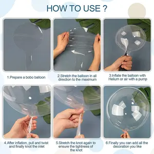 Bln atacado de balão bolha 10/18/24 polegadas, balão elástico boca larga impressão pvc/tpu transparente bobo balão globo burbuja