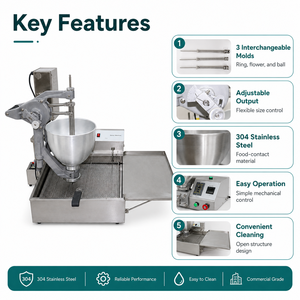 Machine à beignets électrique professionnelle Pon De Ring pour beignets mochi, beignets en forme de boule et beignets français - Product Image 3