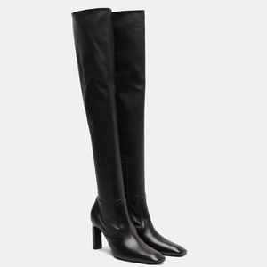 Solid Simple Design Square Toe Shoes Over the Knee High Women Long Boots Wide Top High Chunky Heels Boots for Ladies - Product Image 5